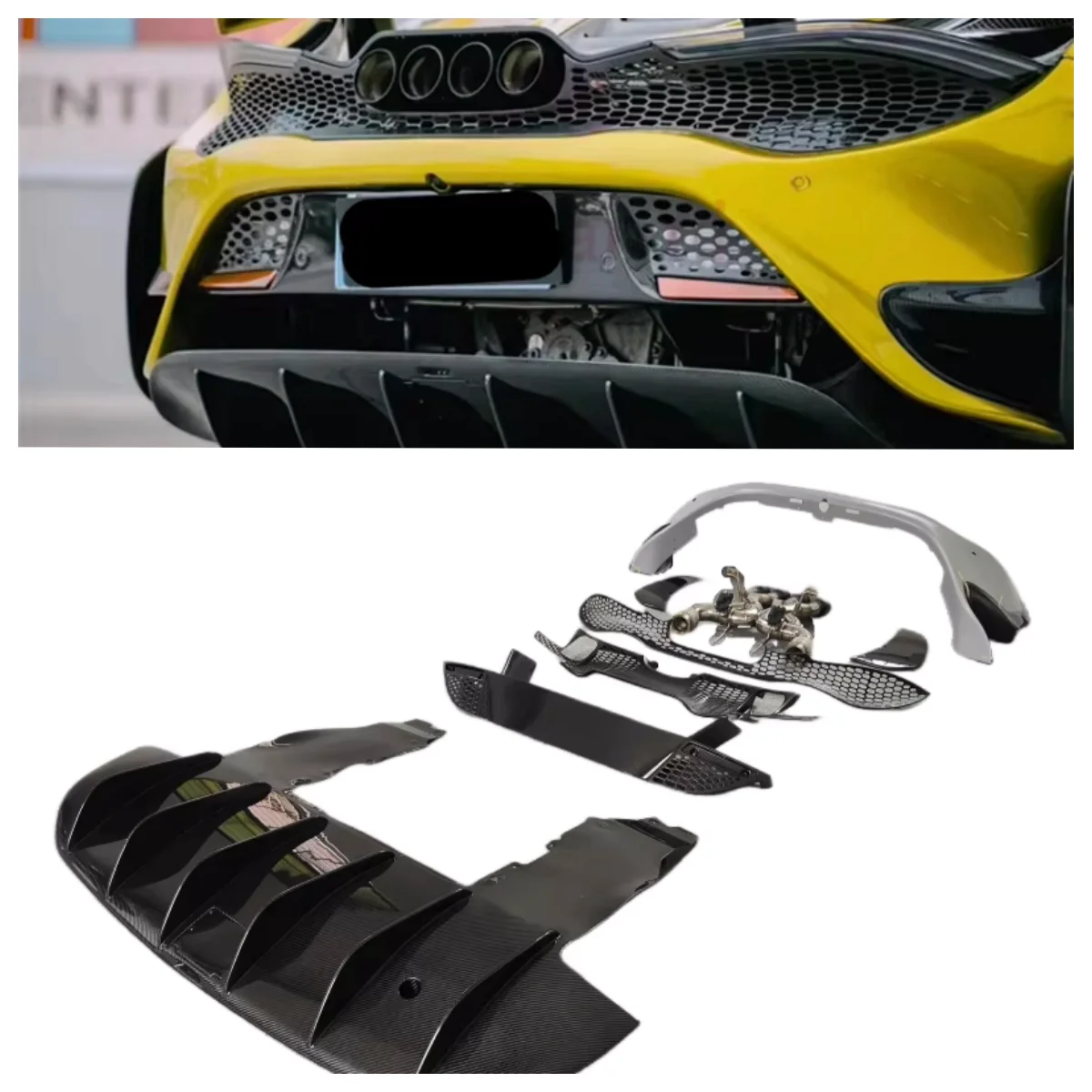 

Carbon Fiber 765LT Style for McLaren 720S Body Kit Upgrade to 765LT Rear Bumper Grille Rear Diffuser Automotive Parts
