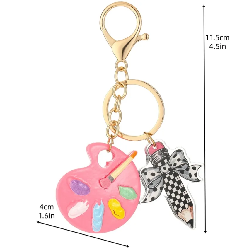 Cute Acrylic Oil Dripping Creative Trendy Fun Pencil Keychain with Metal Pendant-Girlfriend Gift