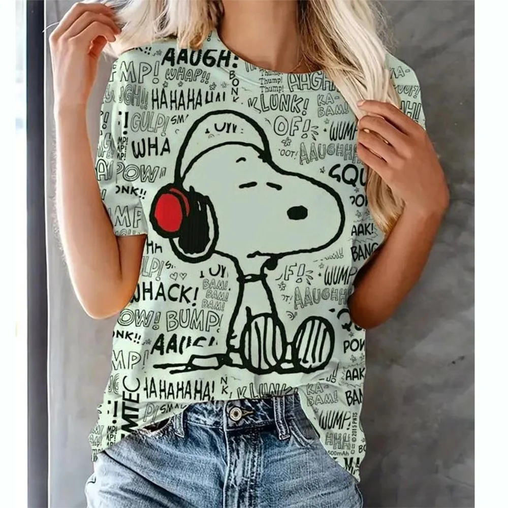 Y2k Crop Tops 2024 Aesthetic Cute Pink Snoopy print Baby Tees 2000s Vintage Cartoon O-neck Harajuku Short Sleeve Crop T-shirt