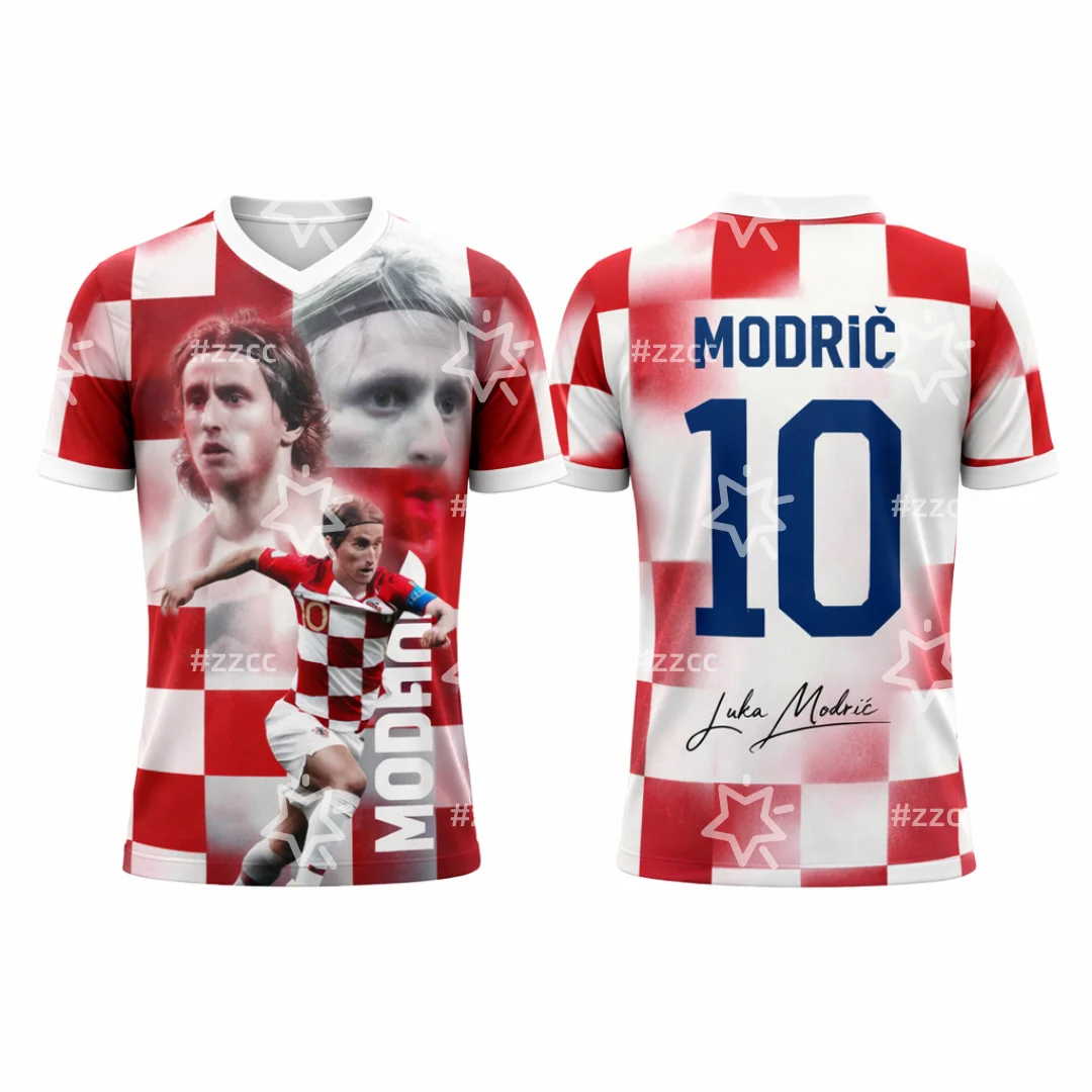 Croatia Soccer Jersey Red White Check Star Multi-Action Player Print Back No.10 Decor Script 2026 Crest Fan Football Shirt