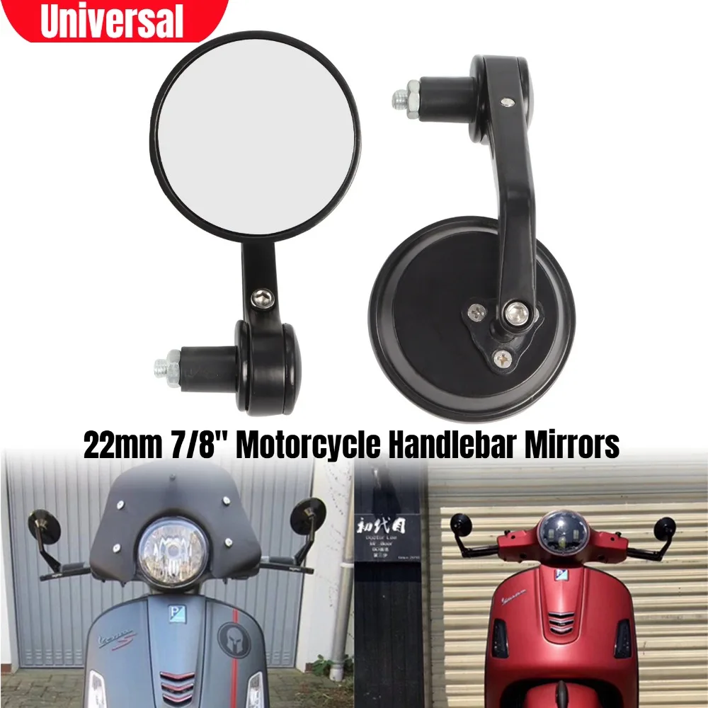 

Round 7/8" 22mm Handlebar Aluminum Alloy Motocycle Rearview Mirrors Moto End Motor Side Mirrors Motorcycle Cafe Racer Accessorie