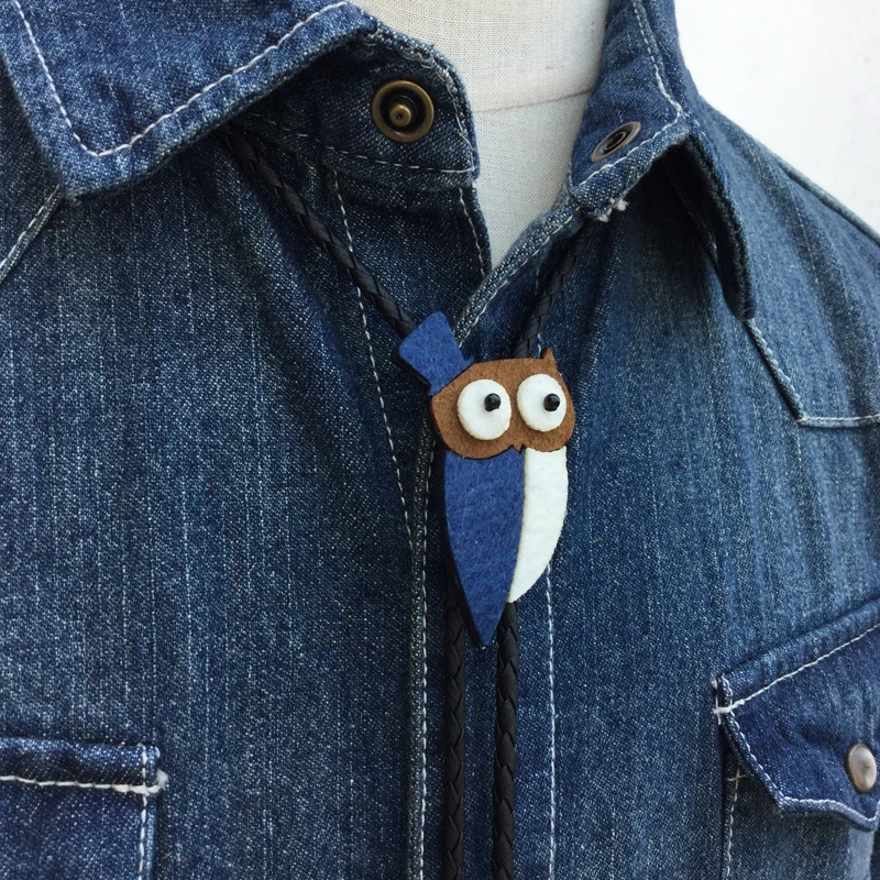 Original designer bolotie fabric Owl bolo tie for men and women personality neck tie fashion accessory