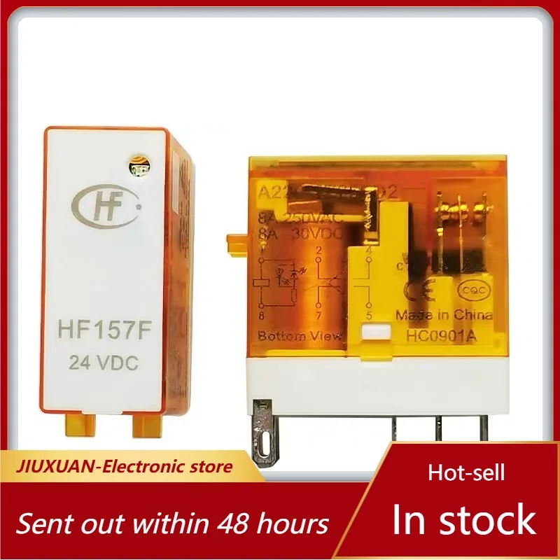 New 1pcs/lot HF157F 12 24 A24 A220 A230-2Z25FD2 8Pin DPDT Mini Plug-in Industrial Intermediate Power Relay