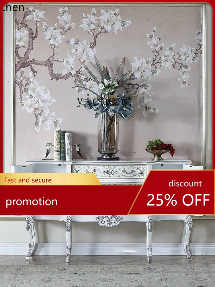 

YFY Painted Entrance Cabinet American Sideboard Cabinet Solid Wood Locker Home Curio Cabinet