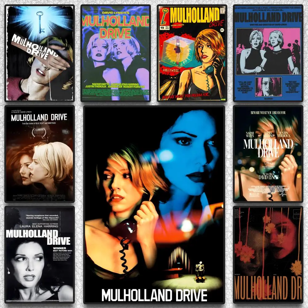 Retro-Poster im klassischen Filmstil „Mulholland Drive“, selbstklebend, Wandkunst, Druck, wasserfest, für Zuhause, Wohnzimmer, Schlafzimmer, ästhetische Dekoration
