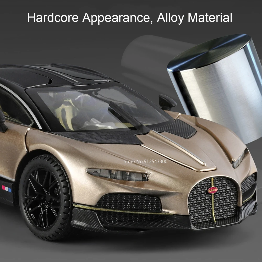 Modèle de voiture atlantique Tourbillon 1:24, jouet en alliage moulé sous pression, Absorption des chocs, supercar, son et lumière, modèles de traction, cadeaux pour garçons