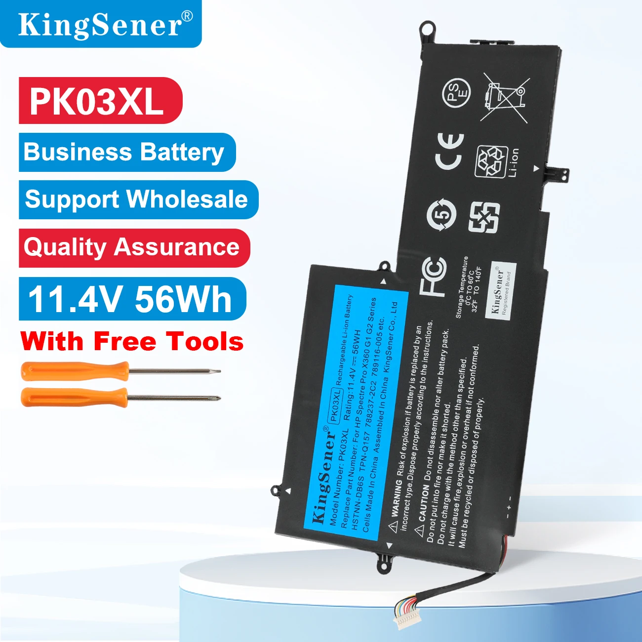 KingSener PK03XL Laptop Battery for HP Spectre Pro X360 13 G1 Series M2Q55PA M4Z17PA HSTNN-DB6S 6789116-005 11.4V 56WH