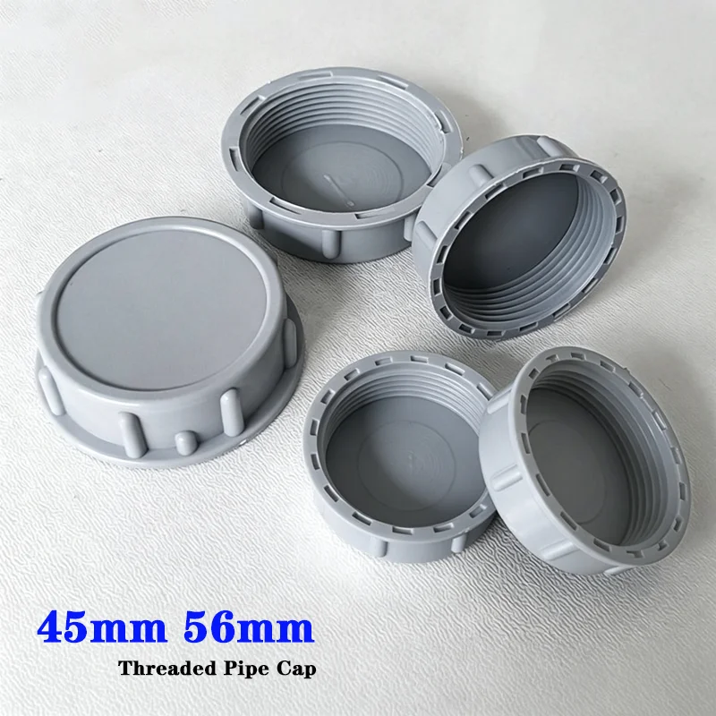45mm 56mm Threaded Pipe Cap Sealing Plug PVC Plastic Cover Kitchen Sink Drain Pipe Fittings Kitchen Hotels Bathroom Accessories