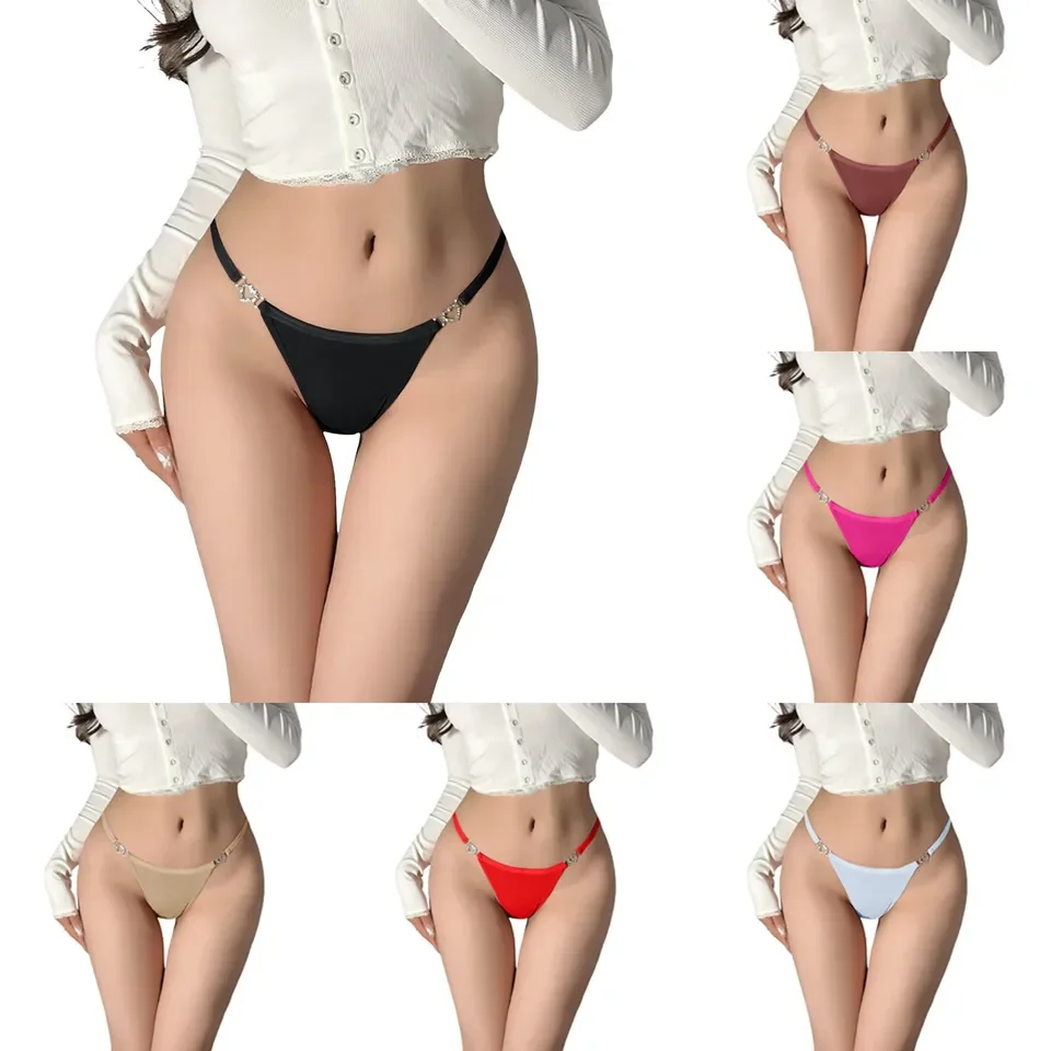 

Intimates Lingeries Women Ice Silk Panties Sexy Low-rise Thongs Ultra Thin Breathable Underwear Seamless Soft Fit Women Briefs