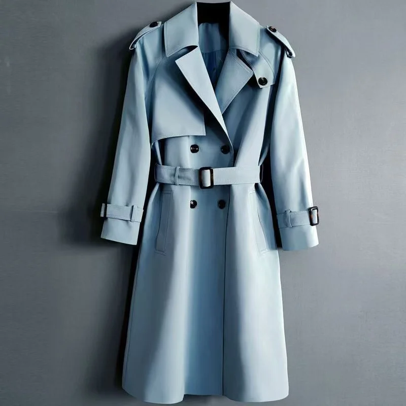 

Новая мужская двубортная ветровка-пальто до колен в британском стиле из немнущейся ткани с ремешком, коллекция Весна/Осень 2026