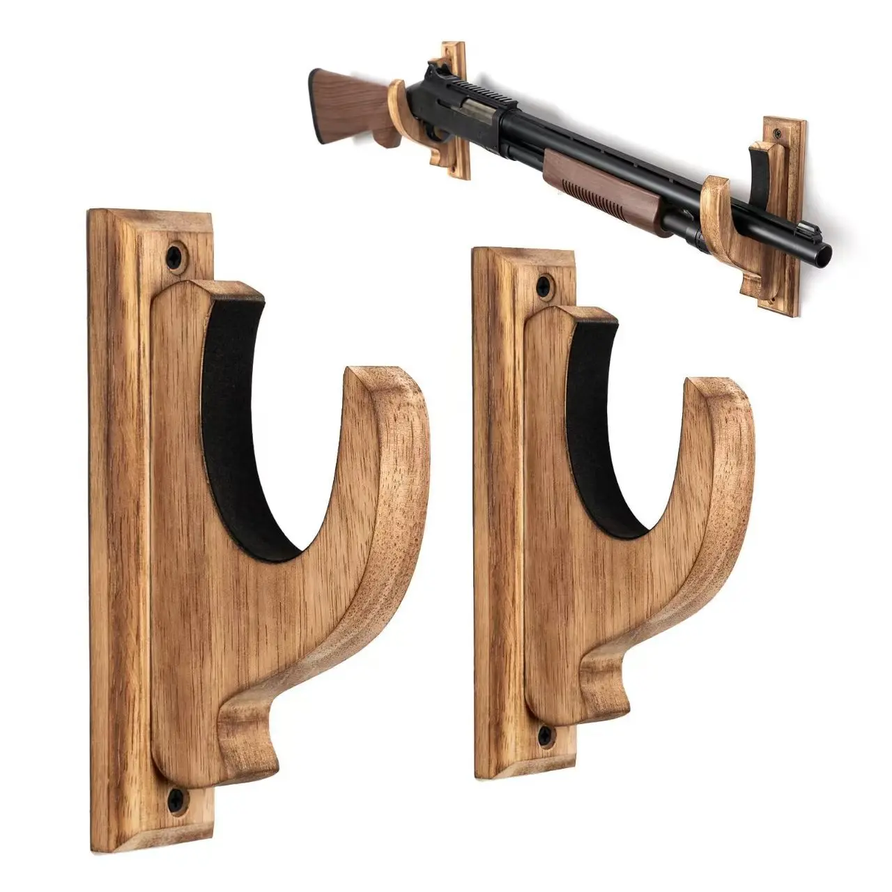

2pcs Wooden Wall-Mounted Gun Rack Home Wall Rifle Sword Bow Fixed Display Rack Solid Wood Gun Wall Rack Gun Storage Bracket