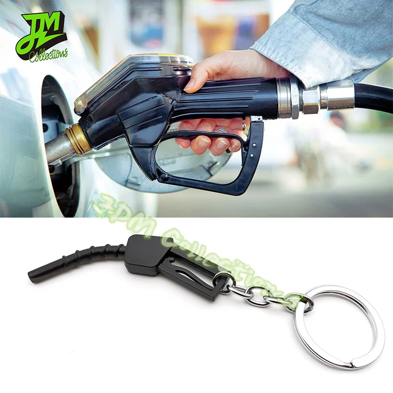 Car Gas Gun Keychain Creative Metal Key Pendant Fuel Gas Pump Nozzle Keyring Compressor Gun Key Ring Auto Interior Accessories