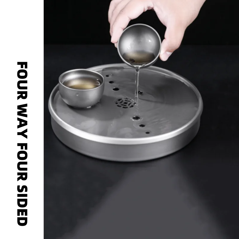 

Поднос для чая из чистого титана, круглый чайный столик, стол для сухого заваривания, портативный уличный чайный сервиз из чистого титана, аксессуары