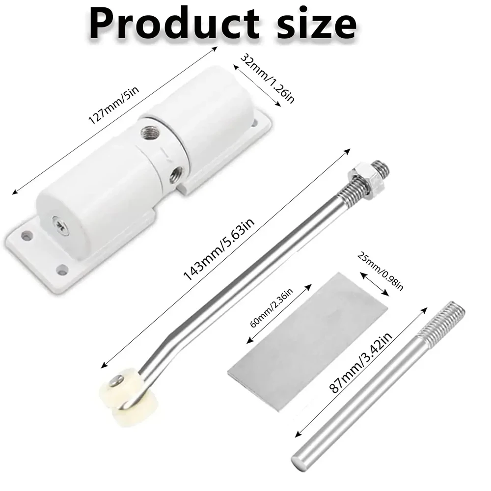 Automatic Adjustable Closer Surface Mounted Automatic Heavy Duty Safety Spring Closer for Interior Exterior Black Door Closer
