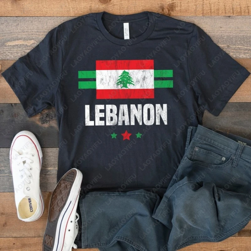 

Lebanon Flag T-Shirt Fashion Crewneck Streetwear Tees for Men Woman Summer Vintage Casual Unisex Graphic Tshirts Camisetas Tops