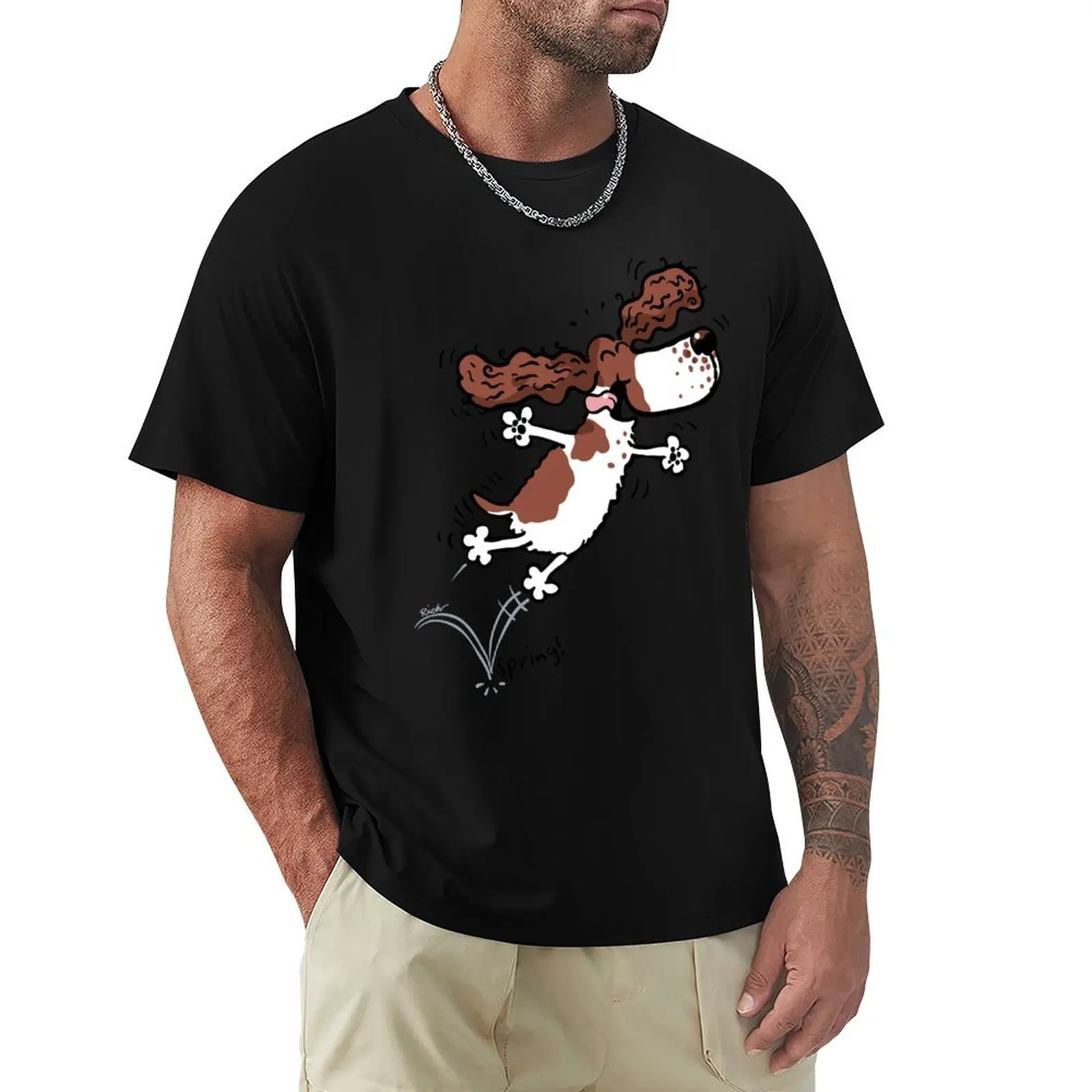 Springy Spaniel (brown) T-Shirt t shirts for man cotton soft T-Shirt