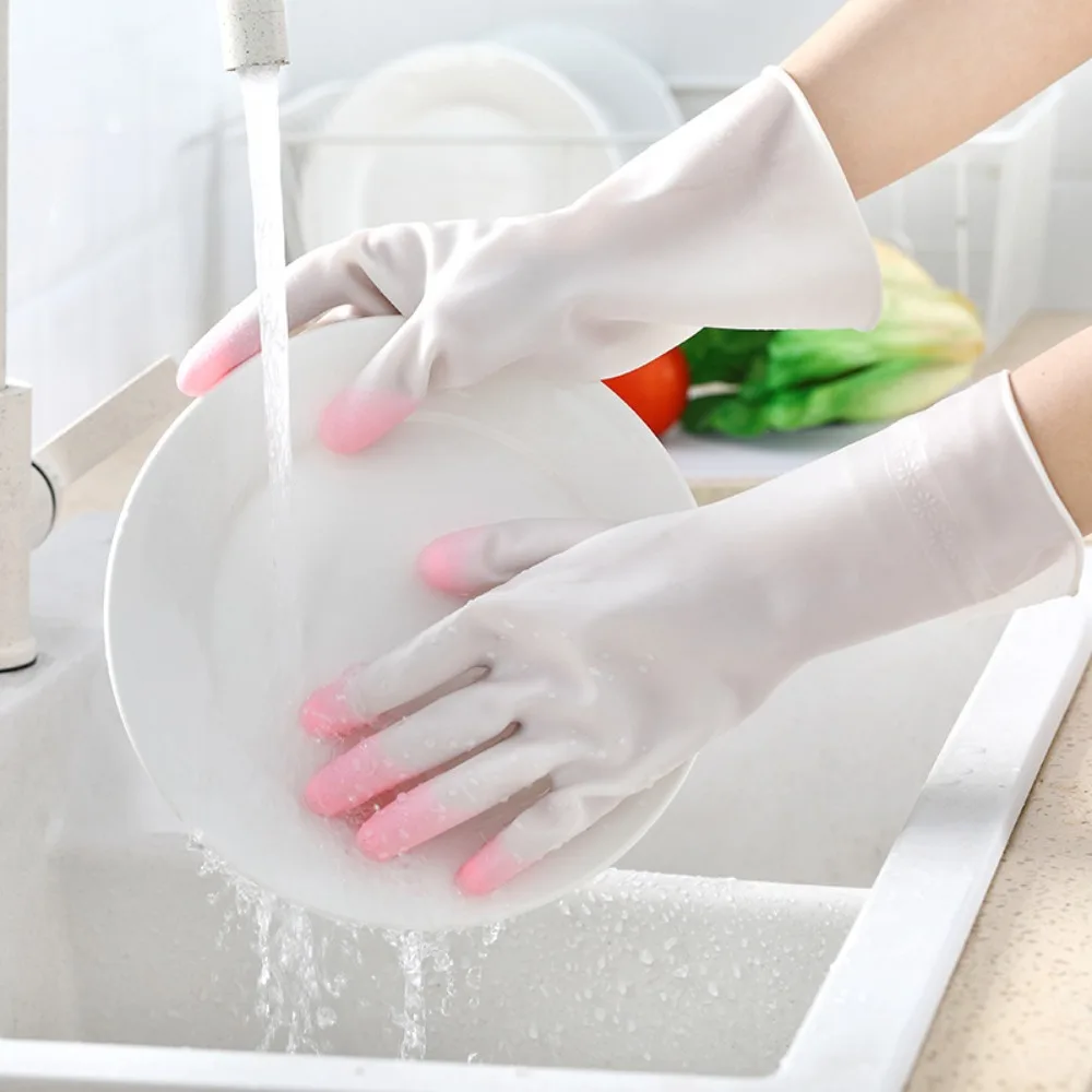 Nitrile gloves, waterproof plastic rubber gloves, durable for kitchen dish washing, laundry, household cleaning and stall use.