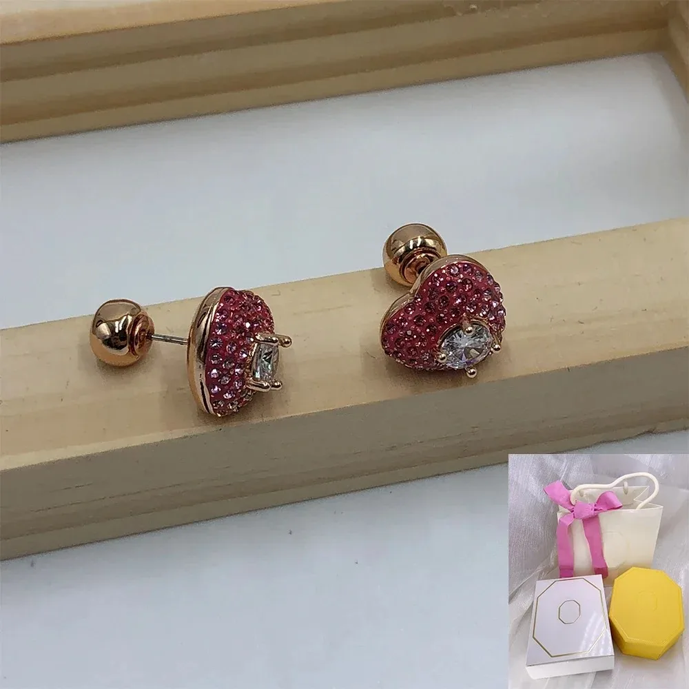 

SW New European and American Idyllia pink heart-shaped earrings, rose gold romantic women's exquisite accessories, jewelry gifts