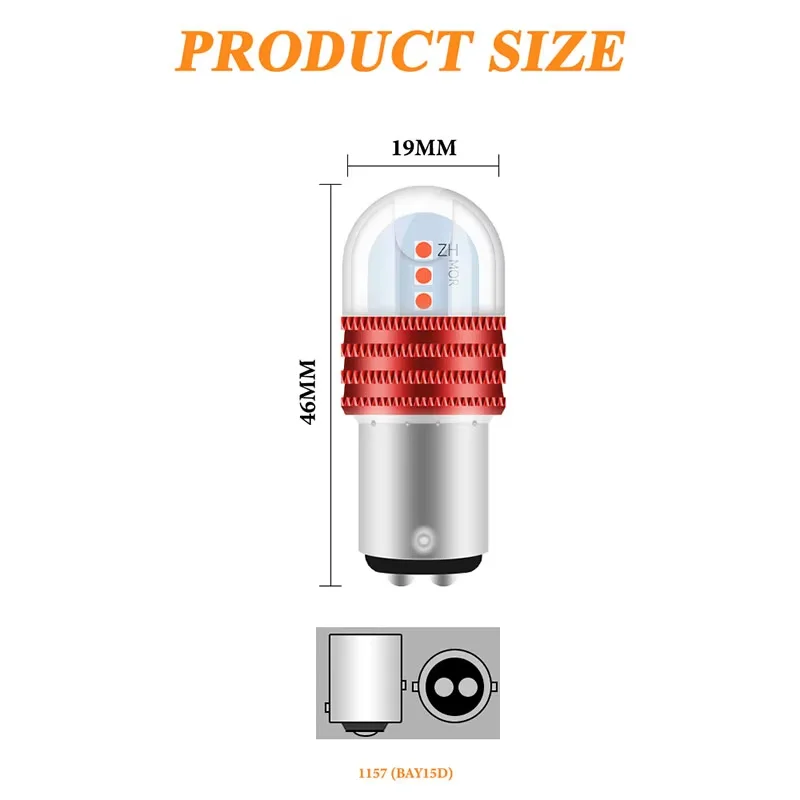 2Pcs 1157 Led Motorcycle Taillights Flashing Signal Light Ba15D P21/5W Brake Light 1157 Car Reversing Lamp Strobe Stop Light Red