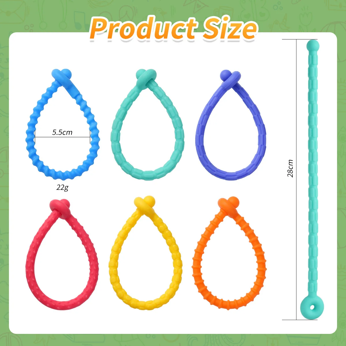 Tira sensorial de silicona para niños y adultos, juguete antiestrés ajustable, antiestrés, ansiedad, autismo, TDAH