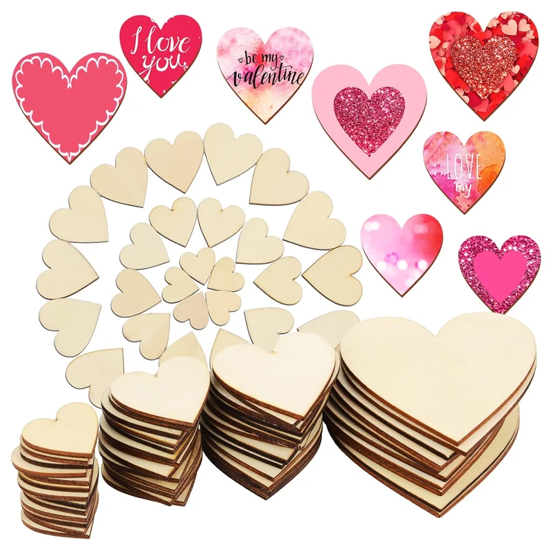 

1-15cm Unfinished Wood Heart Slices, Natural Blank Wooden Hearts Ornament Tags for DIY Crafts Art Wedding Valentine Decoration