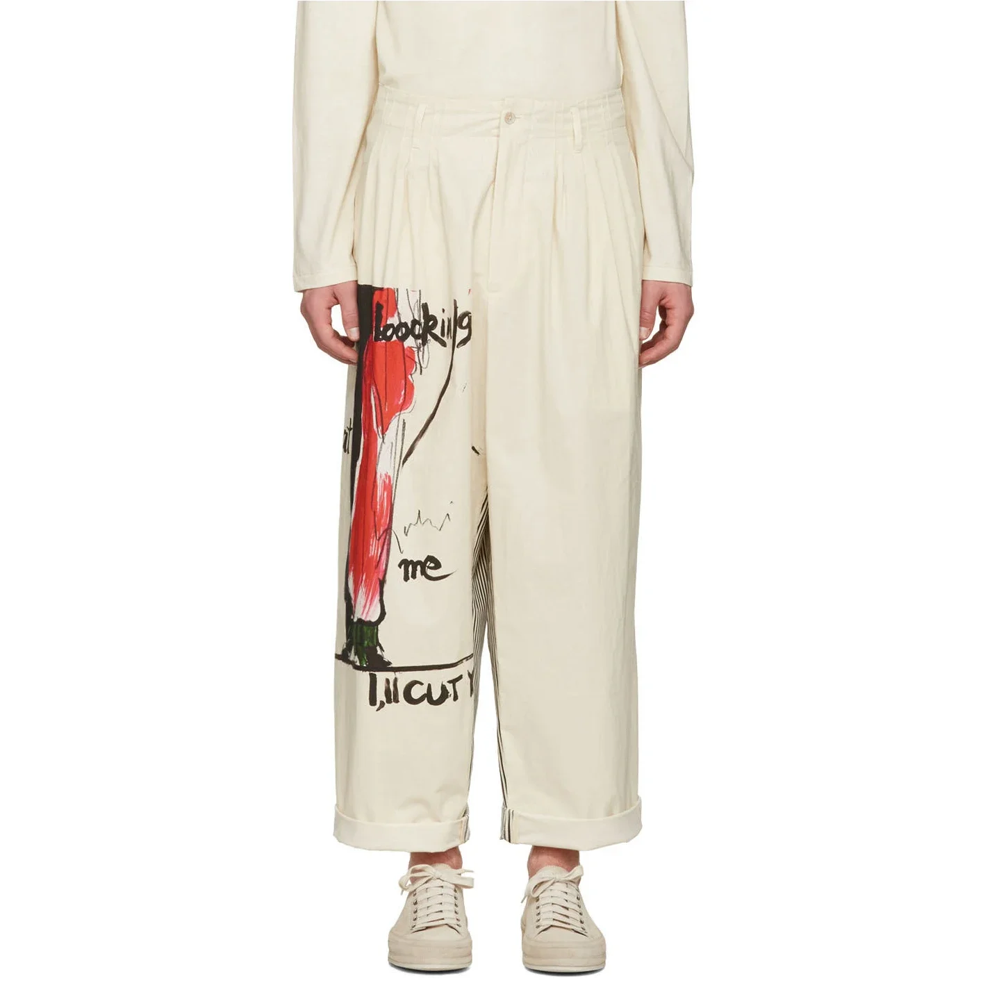

YOJI OOAK LOCKING ME LUCUT printed cotton trousers for men and women