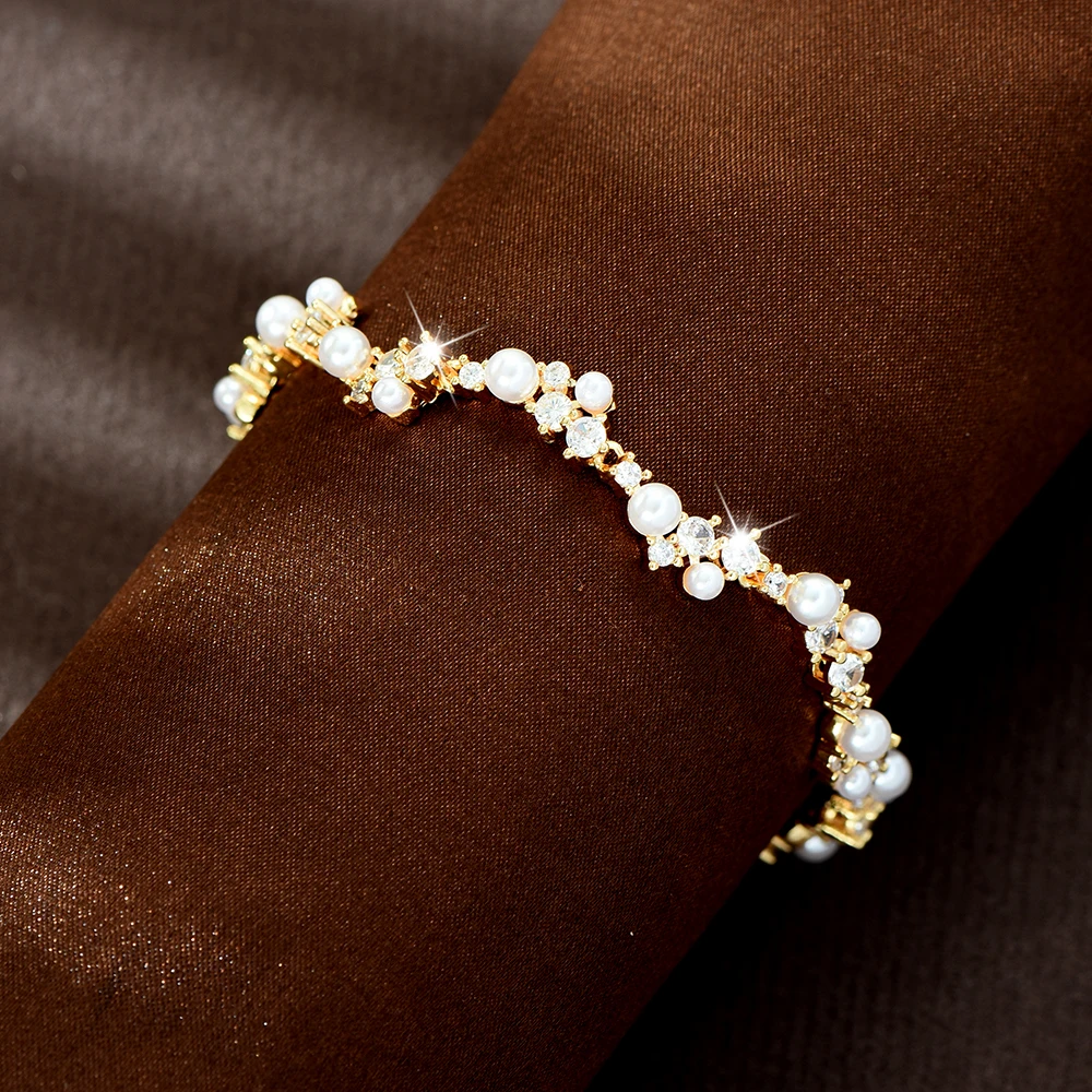 HIBRIDE Gentle Elegant Women Luxury Exquisite Pearl Bracelet Daily Jewelry Wedding Ball Travel Accessories Birthday Gift B286
