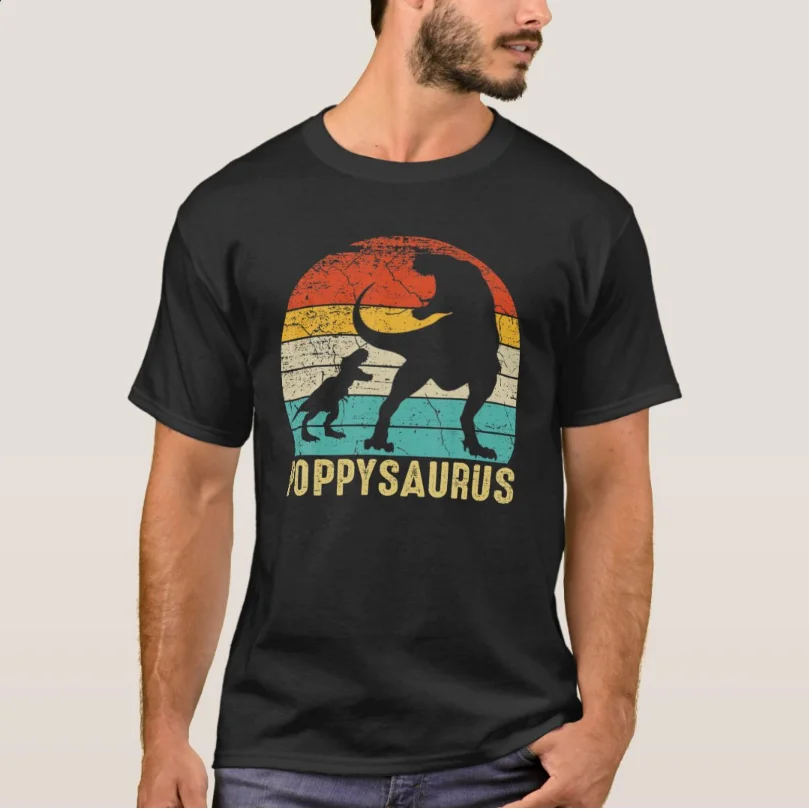 Poppy Saurus T Rex Dinosaur Family Matching Father T-Shirt 100% Cotton O-Neck Summer Short Sleeve Casual Mens T-shirt Size S-3XL