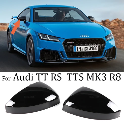 Imagen 1 del producto Tapa de cubierta de espejo retrovisor lateral de repuesto, color negro brillante, fibra de carbono, para Audi TT TTS RS TTRS MK3 8S 15-23 R8 2016-23