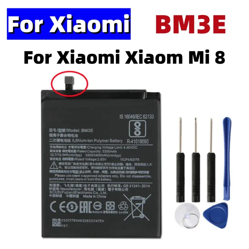 

BM3E Phone Battery BM3E For Xiaomi Xiaomi8 Mi 8 Mi8 M8 Real 3400mAh High Quality Batterie Bateria + Free Tools