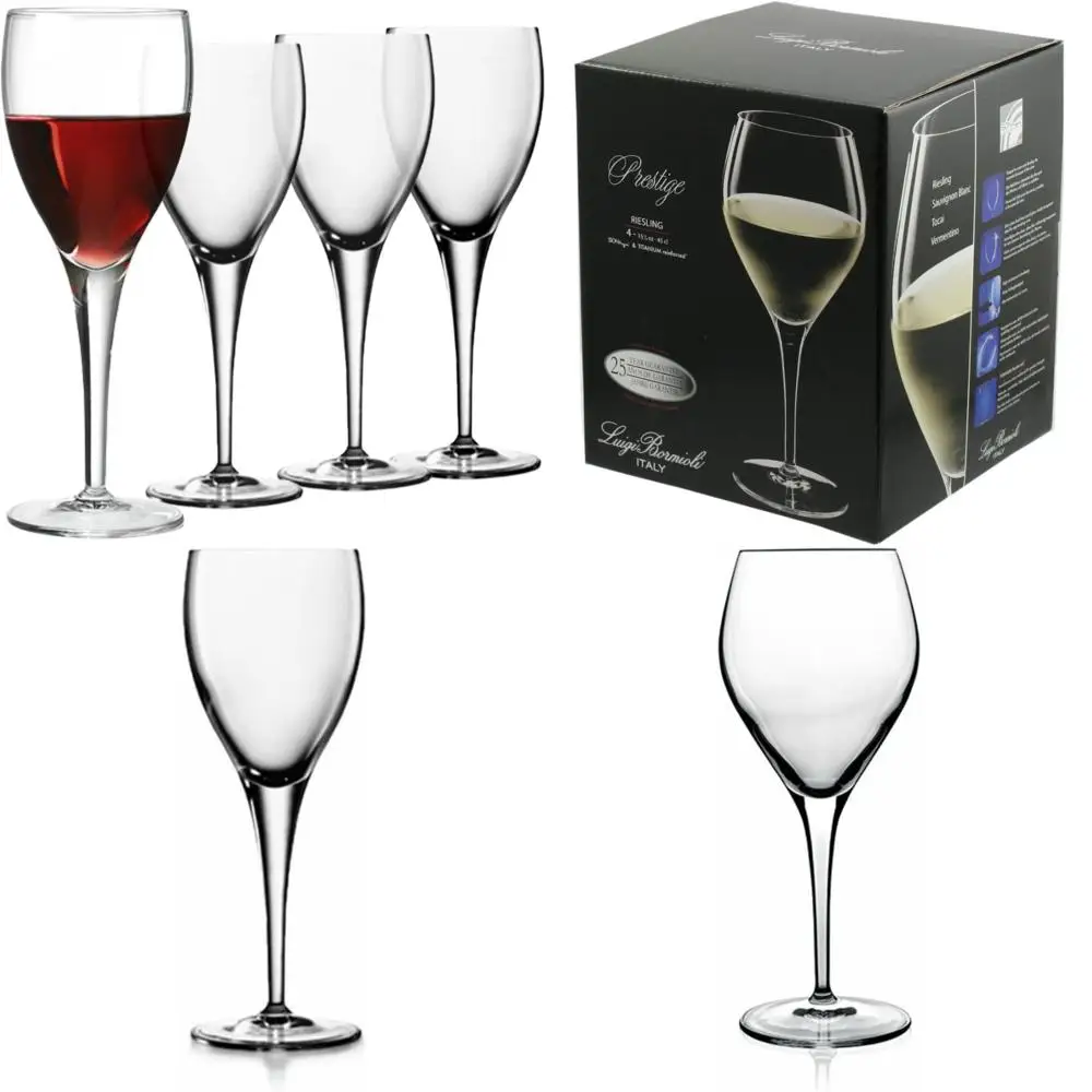 

Бокалы для вина Michelangelo Collection от Luigi Bormioli — набор из 4 штук, 8 унций, ультра прозрачные, титановые стебли, без свинца