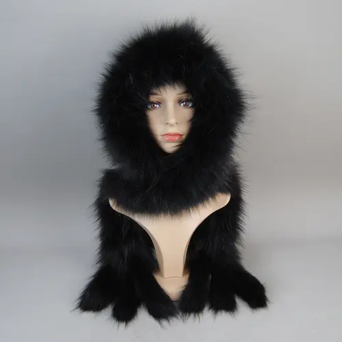 Luxury Knit Genuine Fur Caps Muffler Winter Thick Women 100% Natural Fox Fur Hat Scarves Lady Warm Fluffy Real Fox Fur Hat Scarf - Image 9