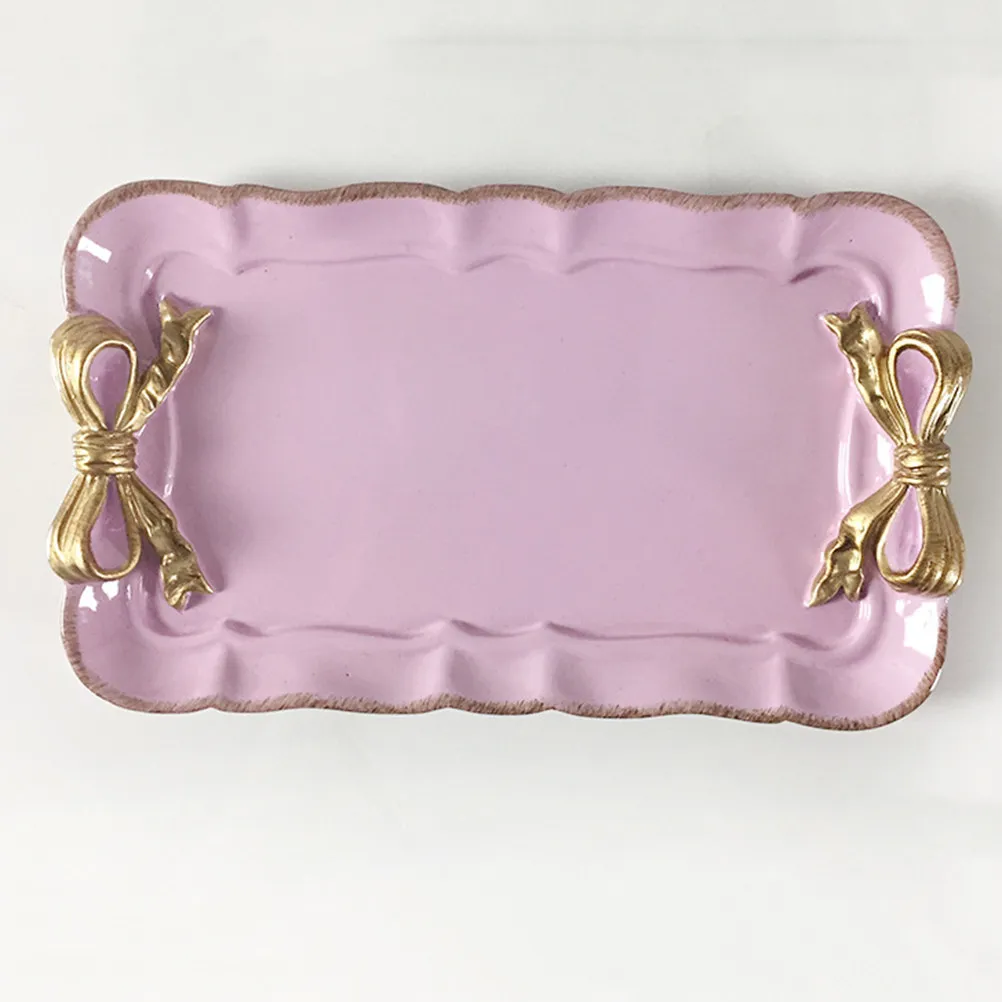 

Violet Macaron Retro Bowknot Tray Hand-Painted Eco Resin Jewelry Dish Dessert Plate Snack Holder Photo Prop Wedding Birthday
