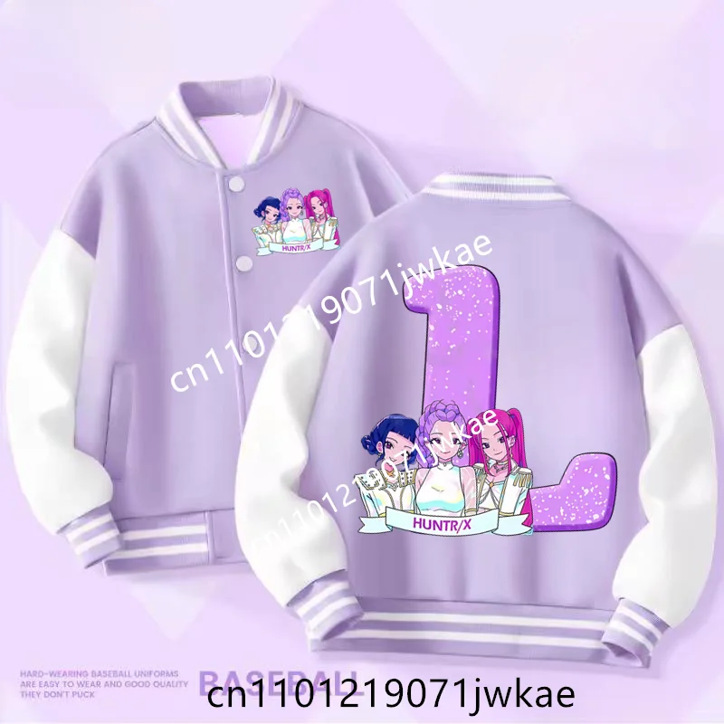 

Kpop Demon Hunter 26 Letter Baseball Uniform Kid Rumi Mira Zoey Jacket Children Spring Autumn Long Sleeves Coat Girl Clothe Gift
