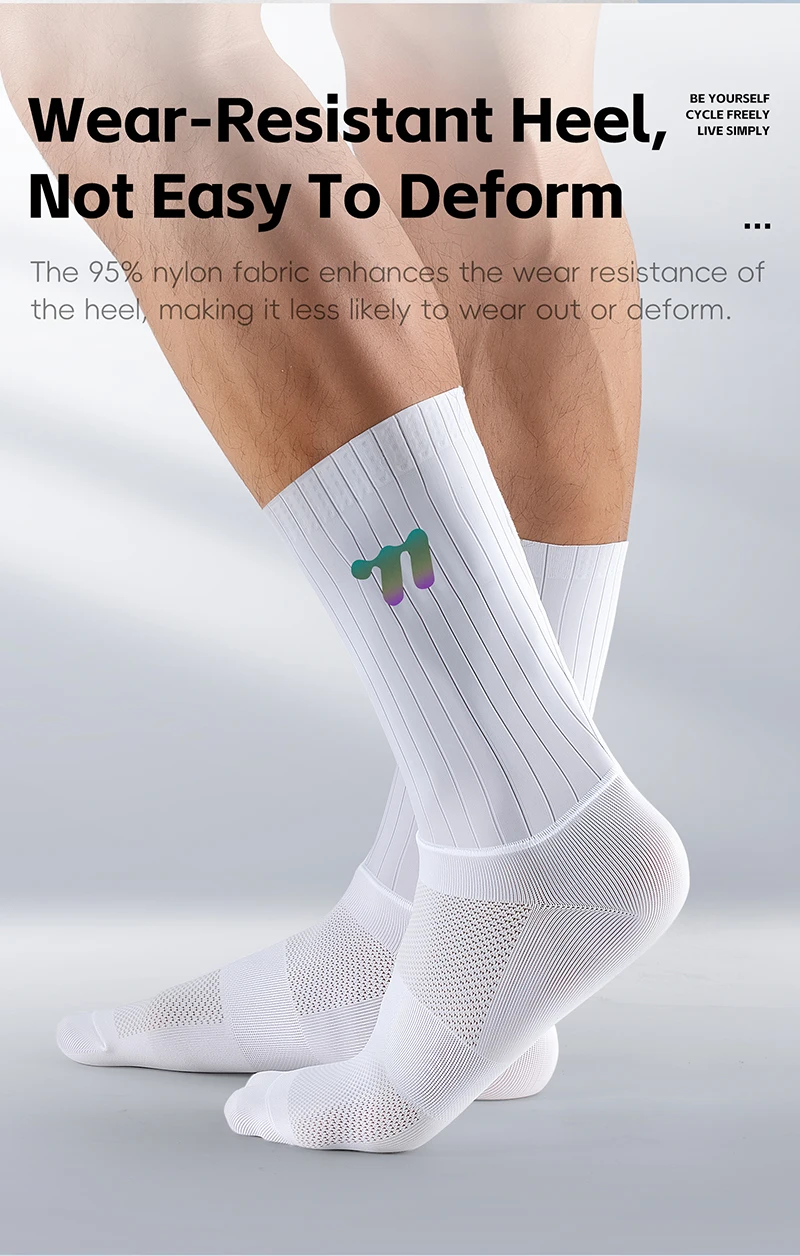 WEST RADFAHREN Sommer Aero Socken Whiteline Radfahren Socken Anti Slip Silikon Männer Fahrrad Sport Laufen Fahrrad Socken Calcetines Ciclismo – Detail 11