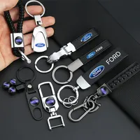 Car Metal Leather Key Chain High Quality Gift For Ford Focus 2 MK2 4 MK3 MK4 ST Mondeo Festiva Fusion Suit Fiesta Mustang Ranger