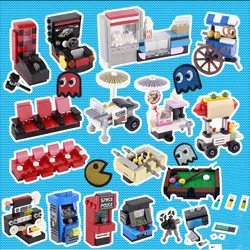 MOC City Street View Cinema Building Blocks Game Console Movie TV Furniture Popcorn Food Figures ski Accessories Brick Toy Gifts