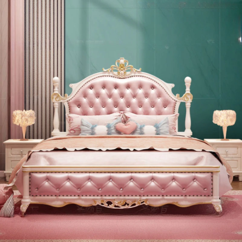 Hand Carved European Bed Set Italian Master Princess Girl Modern Bed Set Wood Design Muebles Para Dormitorio Nordic Furniture