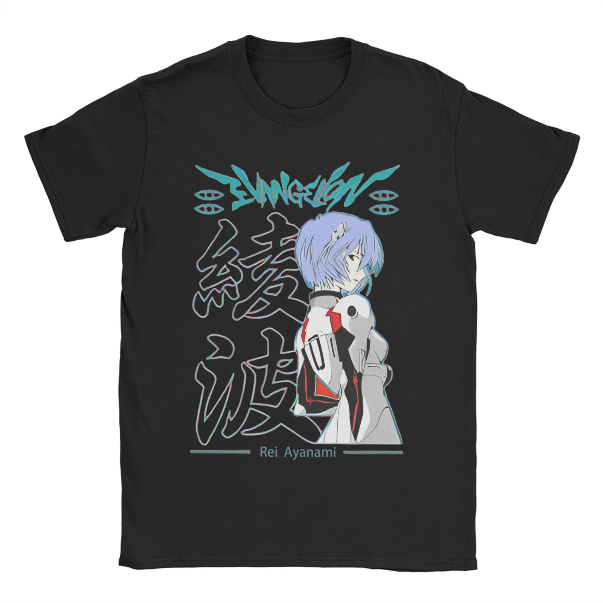 Ayanami T Shirt Men Women's Cotton Funny T-Shirts Round Collar Neon Genesis EVA Anime Comic Tee Shirt Short Sleeve Clothing