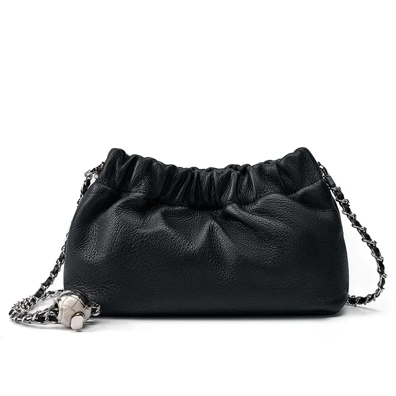 Genuine leather cloud bag Shoulder Bag Handbag Women's Crossbody Bags Cowhide Underarm Small chain Dumpling bag ladies korea