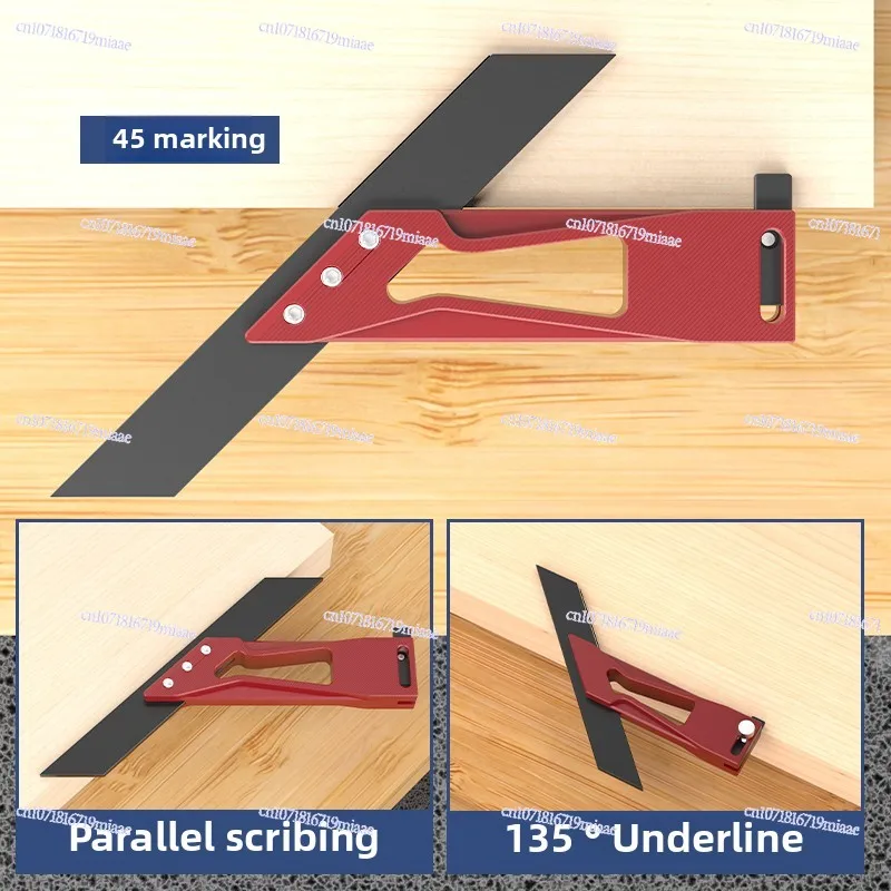Woodworking Decoration Multi-functional Folding Ruler Three-piece Set 45 °/90 °/135 ° Multi-angle Hole Scribing Ruler