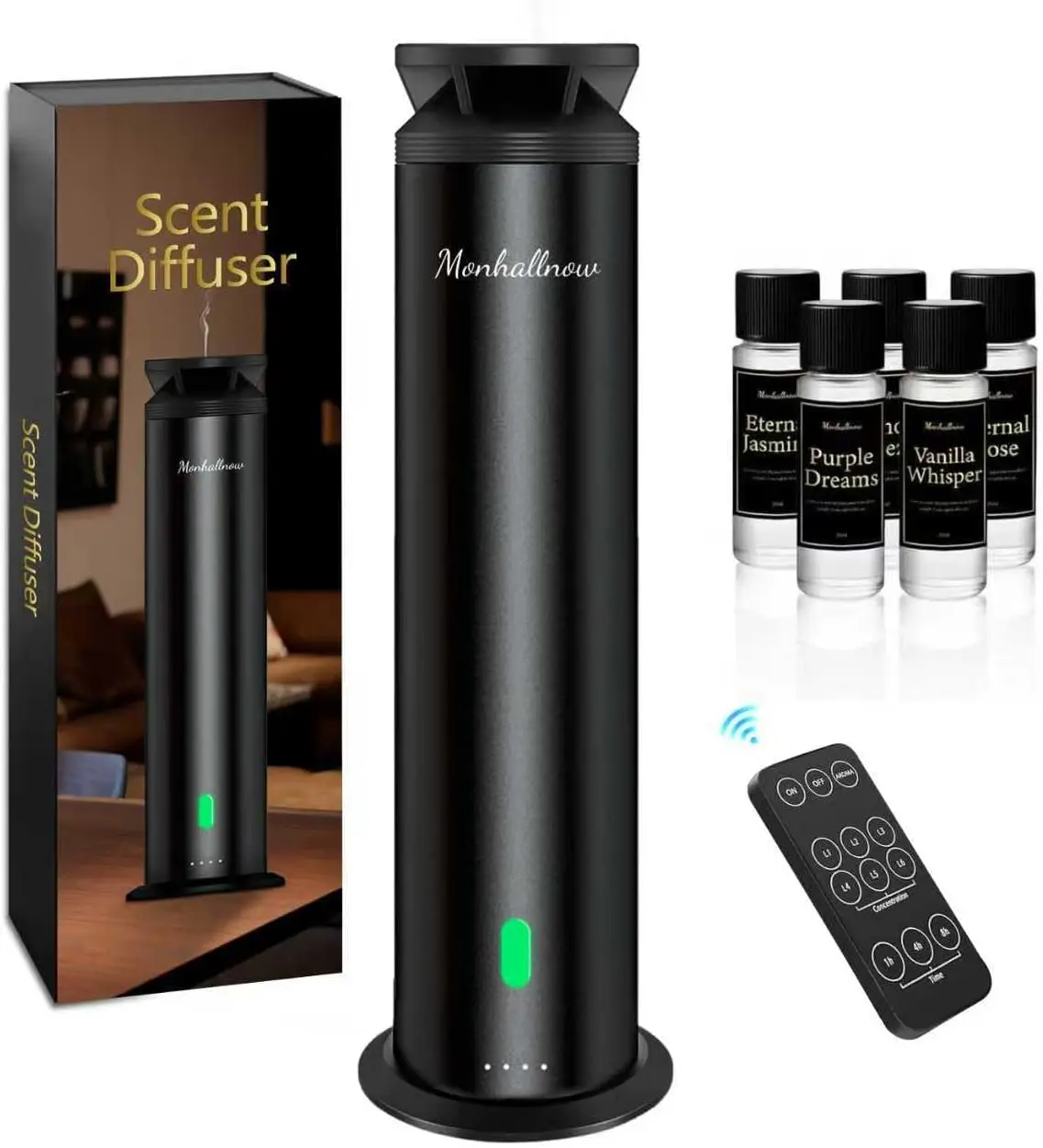

Waterless Scent Diffuser Starter Kit – 1000 Sq Ft Coverage, Suitable for Home & Hotel Series Diffuser, Includes 5 Scent