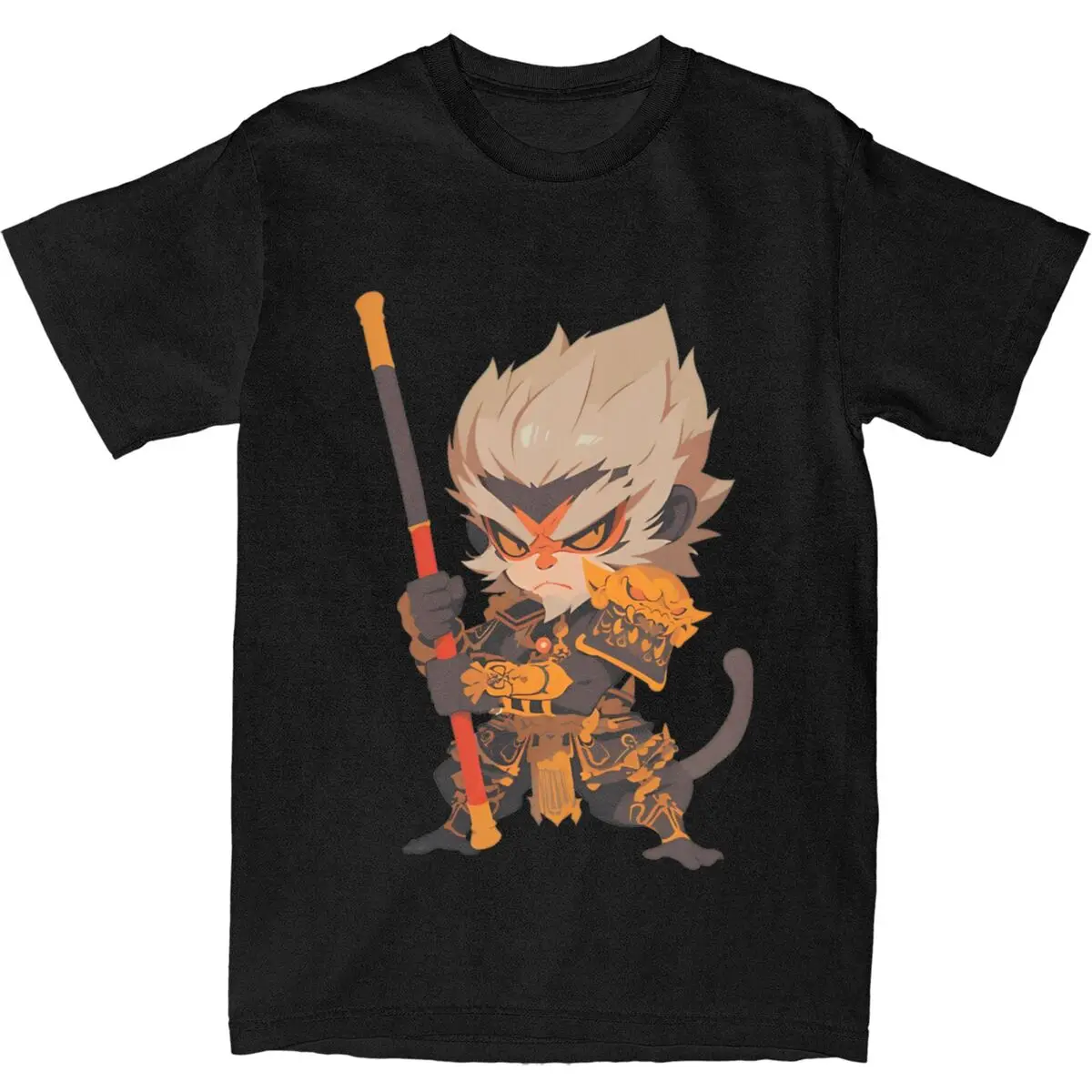 Black Myth Wukong Chibi Fanart T Shirt Hippie T-Shirts Short-Sleeve Vintage Tops Beach 100 Cotton O Neck Oversized Clothes