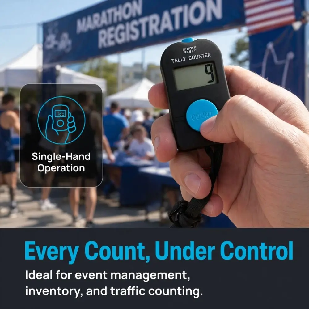 4-digit Digital Electronic Counter 9999 Hand Held Digital Pedometer Button Cell Battery Replaceable Hand Tally Counter