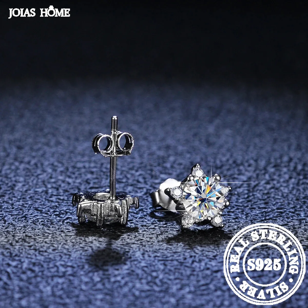 JOIAS HOME  Silver 925 D Color Moissanite Gem Earrings Female Silver Starlight Queen Star Style Gift For Girlfriend And Wife