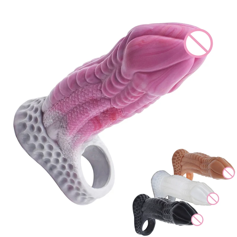 Penis Extender Sleeve 6.8 Inch Cock Sheath Silicone condoms Vagina Stimulate Cock Enlarger Delay Ejaculation  Adults Sex Toys