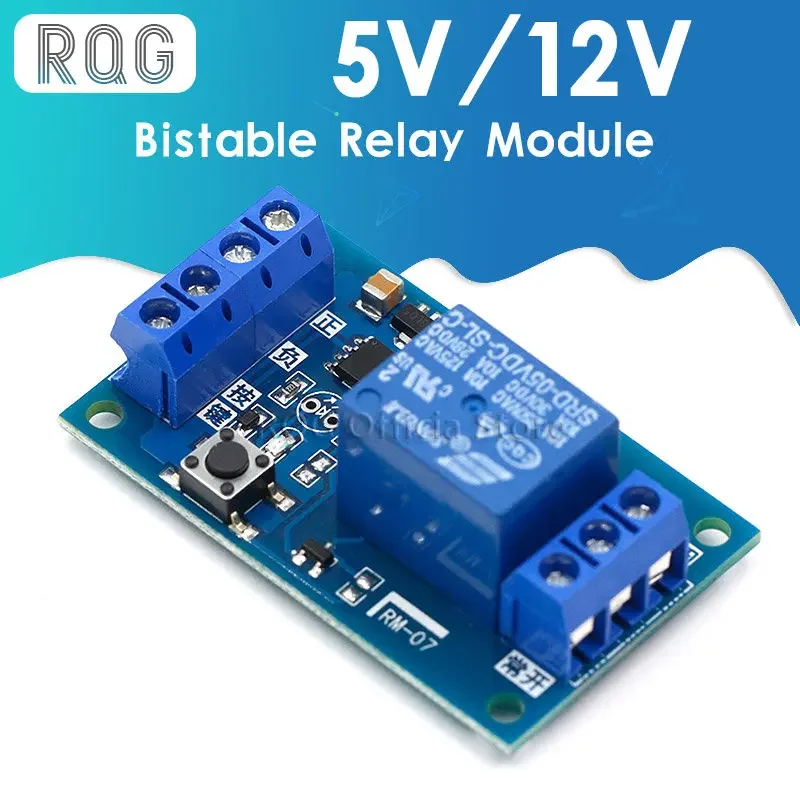 Bistable Relay Module 5V/12V Single Button Relay Module One Key Car Modification Start-Stop Self locking Car Modification Switch