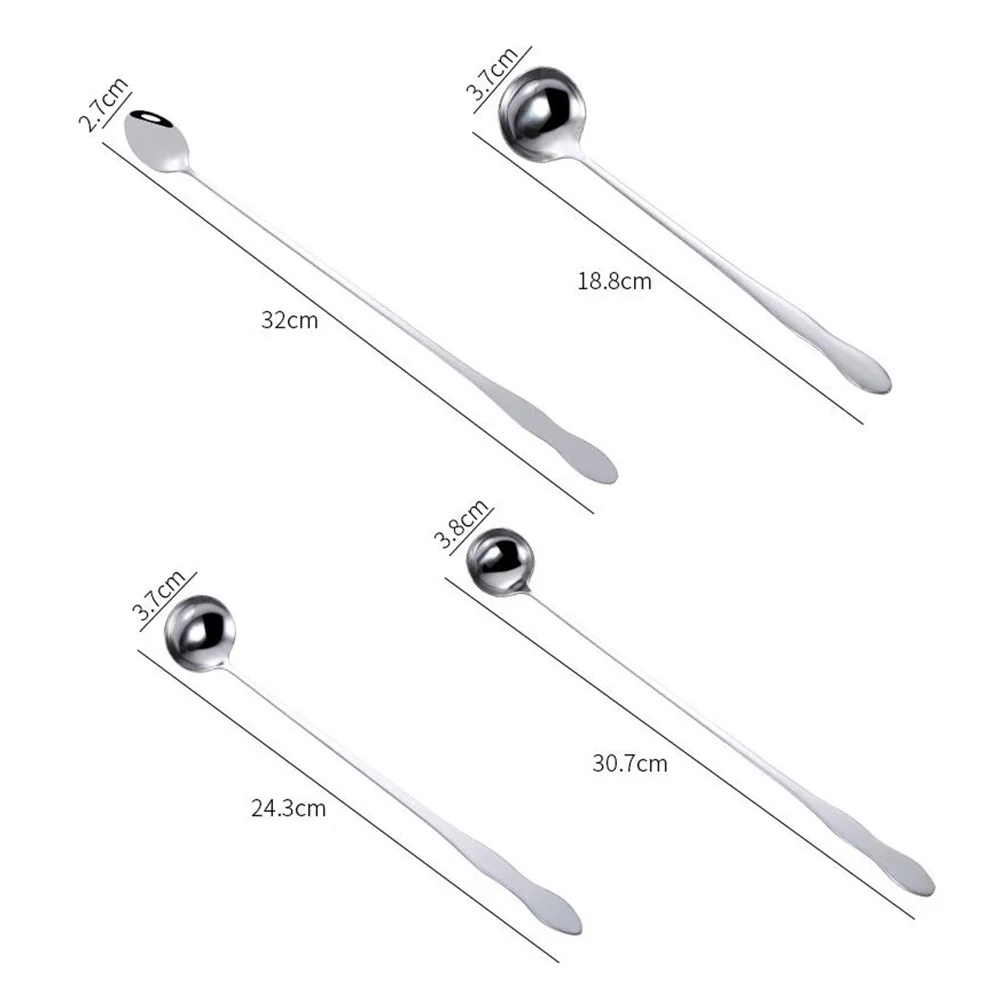 

6Pcs Stainless Steel Stirring Spoons Long Handle Heat Resistant Ice Cream Ice Spoon Cocktail Spoon for Restaurant