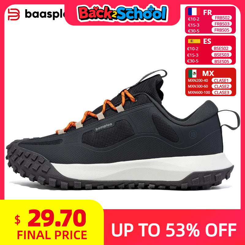  Baasploa Hiking Shoes Men Outdoor Waterproof Camping Resistant Non Slip Sneakers Male Casual Lightweight Lace-Up Walking Shoes 