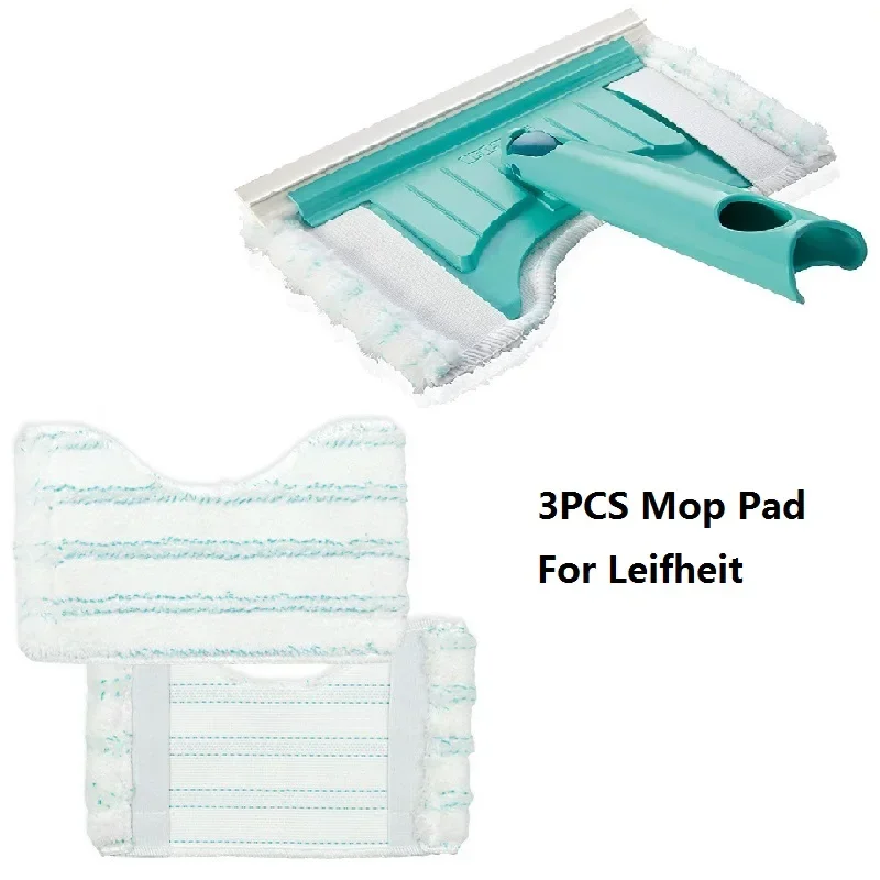 Microfiber Rags Cover for Leifheit Tile and Bathtub Wiper, Flexible Pad, Dry and Wet Usage, Mop Floor Clean Cloths, 3PCs